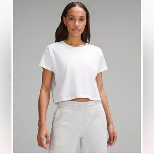 Lululemon White Cates Cropped Tshirt